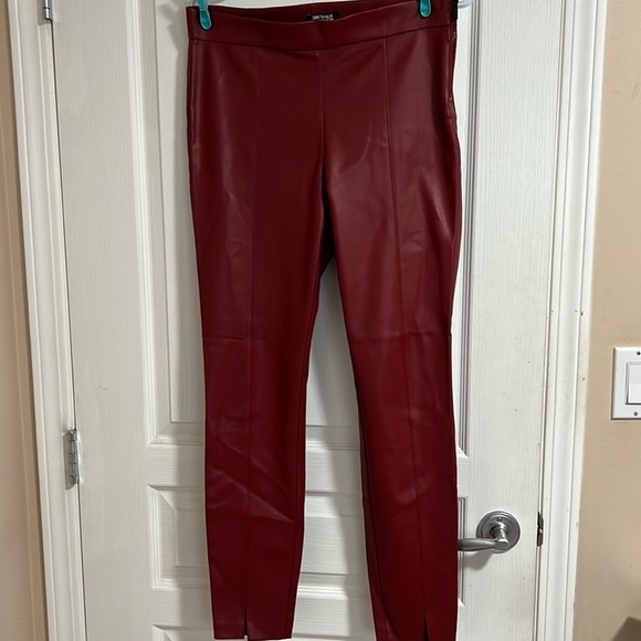 Zara Red Faux leather Leggings/Pants - Picture 1 of 10